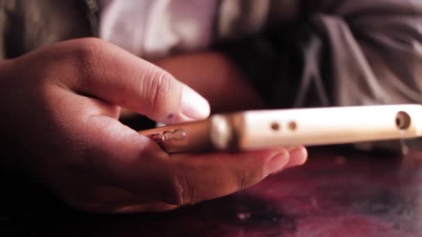 Deze Video Mensen Handen Speelt Smartphone — Stockvideo