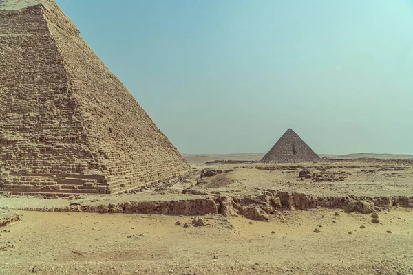 Giza pyramids in Egypt. Two pyramids in Giza town