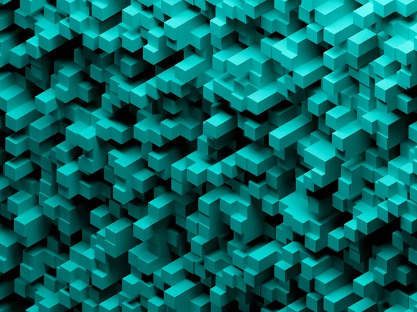 Ilustración Fondo Geométrico Abstracto Hecho Cubos Verde Azulado —  Fotos de Stock