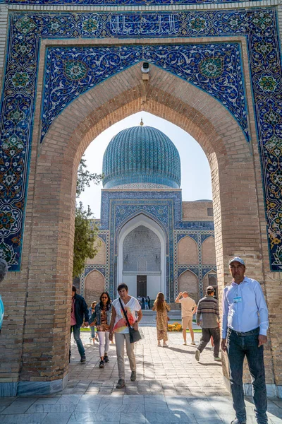 2022年10月14日 乌兹别克斯坦撒马尔罕 乌兹别克斯坦撒马尔罕的古尔埃米尔陵墓 Gur Emir Mausoleum Amir Timur Tamerlane墓 古建筑外部 — 图库照片