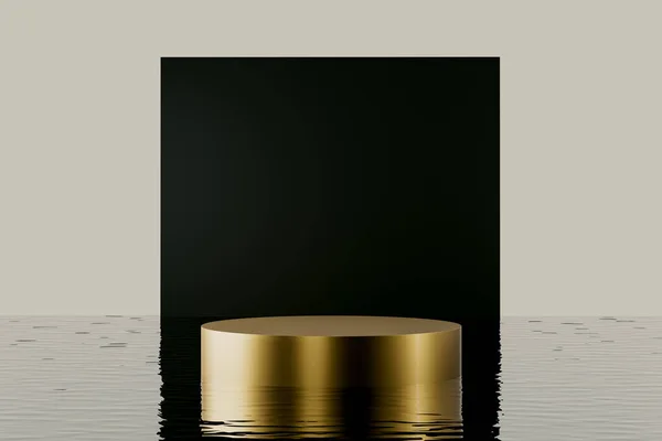 Presentation Pedestal Liquid Reflection Black Frame Background Rendering Mockup Presentation — Stock Photo, Image