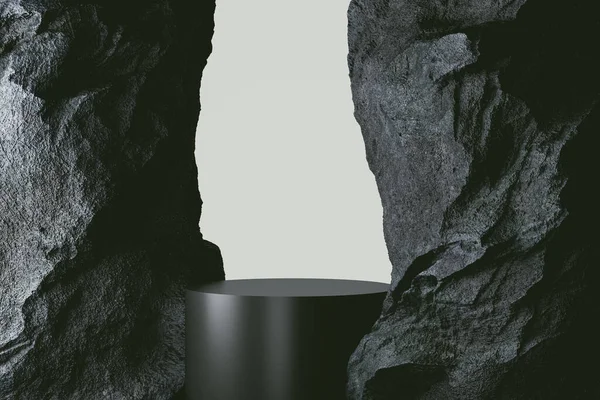 Boyutlu Sunum Iki Kayanın Arasındaki Kaideyi Gösteriyor Sunum Podyumunun Boyutlu — Stok fotoğraf