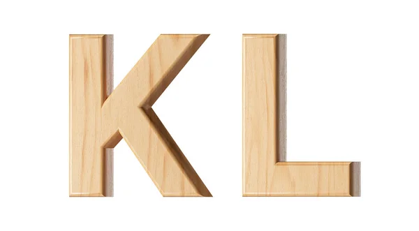 用木头写的信 在白色背景上孤立的木制字母表的3D说明 — 图库照片