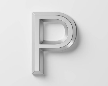 Metalden harfler. Beyaz arkaplanda izole edilmiş demir alfabesinin 3d çizimi