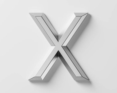 Metalden harfler. Beyaz arkaplanda izole edilmiş demir alfabesinin 3d çizimi