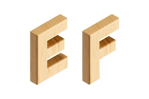 Letters Made Wood Isometric Illustration Wooden Alphabet Isolated White Background — Stock Photo, Image