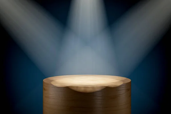 Sunum Işığı Tarafından Aydınlatılan Kaidesi Sunum Podyumunun Boyutlu Görüntüleme Reklam — Stok fotoğraf