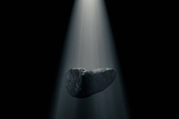 Pedestal Presentación Fabricado Roca Natural Iluminado Por Rayo Luz Representación — Foto de Stock