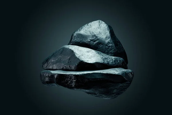 Презентація Єдестал Або Даї Натурального Каменю Вирівнюється Чорному Тлі Візуалізація — стокове фото