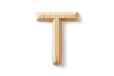 Tahtadan harfler. Beyaz arkaplanda izole edilmiş ahşap alfabenin 3d çizimi