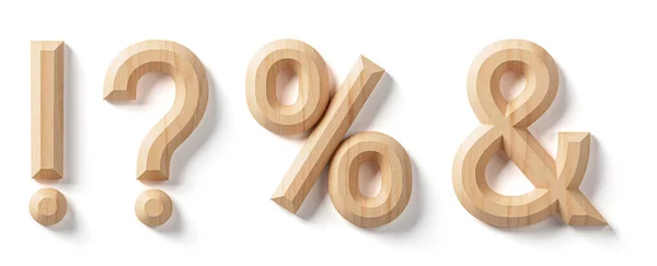 Letters Symbols Made Wood Illustration Wooden Alphabet Isolated White Background — Stock Photo, Image