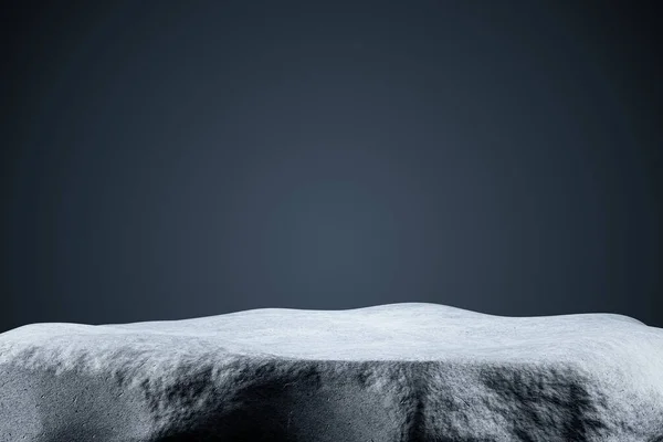 Präsentationssockel Aus Naturweißem Gestein Auf Schwarzem Hintergrund Darstellung Von Präsentationspodest — Stockfoto