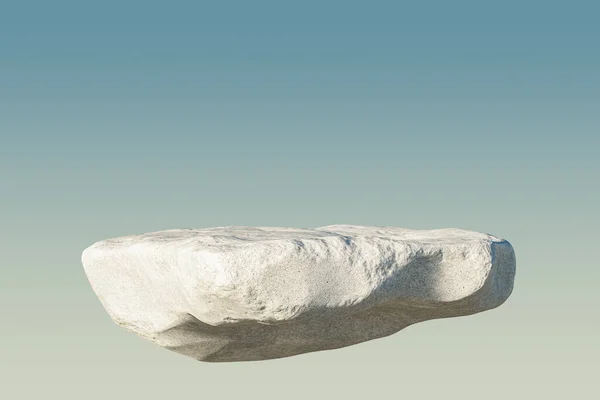 Pedestal Presentación Estrado Hecho Roca Natural Levitando Sobre Cielo Azul —  Fotos de Stock