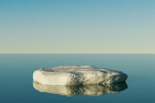 Sunum Okyanusta Taştan Yapılmış Bir Heykel Açık Hava Sahnesi Sunum — Stok fotoğraf