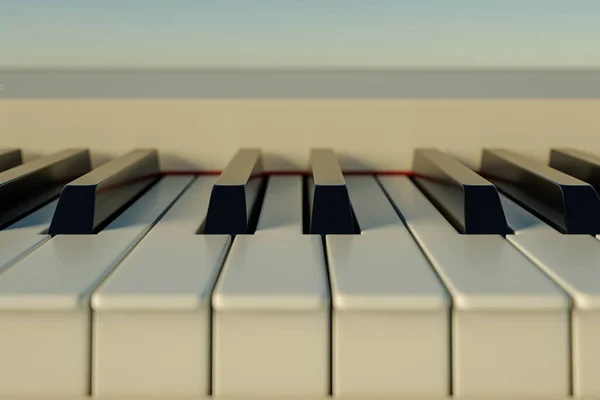 Akşamları Boyutlu Dijital Piyano Sentezleyici Tasviri Açık Hava Çekimi Piyano — Stok fotoğraf