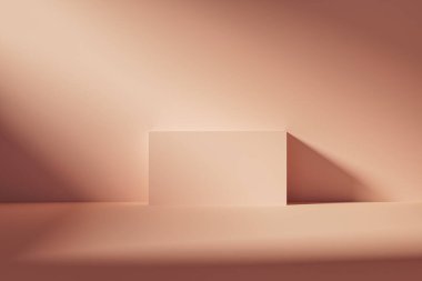3D sunum kaidesi ya da pembe odadaki küreler güneş ışığıyla aydınlatılıyor. Sunum podyumunun 3 boyutlu görüntüleme ve reklam amaçlıdır