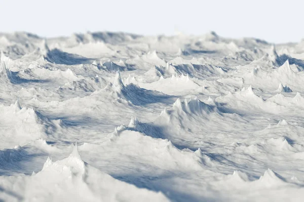 Gefrorene Landschaft Hintergrund Darstellung Von Eisigen Felsen Und Bergen Selektiver — Stockfoto