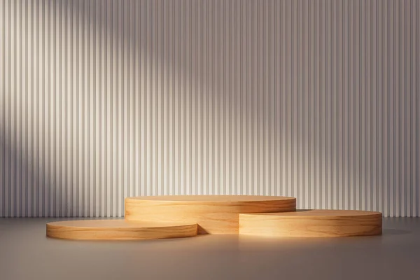 Präsentationshintergrund Sockel Oder Dais Rauminnenraum Beleuchtet Durch Sonnenlicht Darstellung Von — Stockfoto