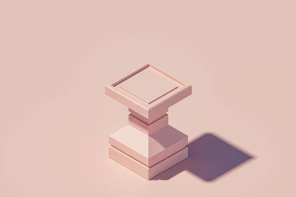 Presentation Pillar Pedestal Pink Flat Landscape Background Isometric Illustration Pink — Stock Photo, Image