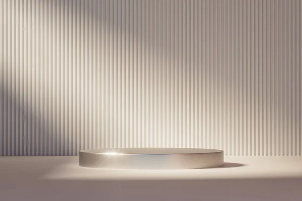 Presentation Pedestal Dais Room Illuminated Beam Sunlight Rendering Mockup Presentation — Stock Photo, Image