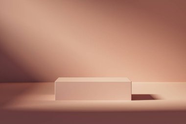 3D sunum kaidesi ya da pembe odadaki küreler güneş ışığıyla aydınlatılıyor. Sunum podyumunun 3 boyutlu görüntüleme ve reklam amaçlıdır