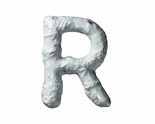 用石头和粘土写的信 3D在白色背景上孤立的石制字母表图解 — 图库照片