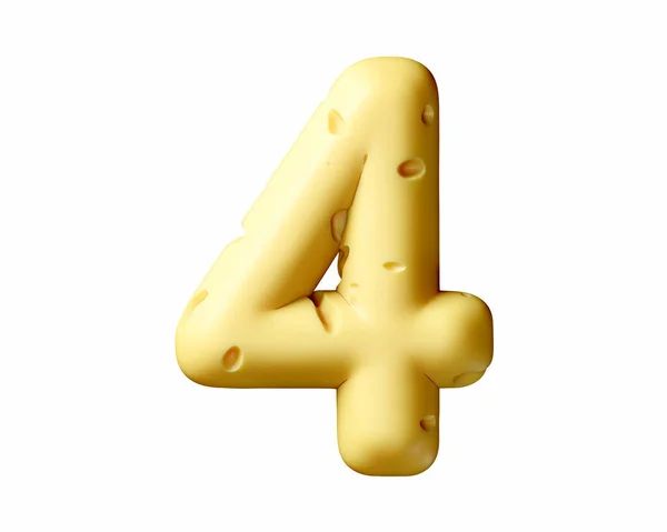 Dígitos Feitos Queijo Ilustração Alfabeto Amarelo Isolado Fundo Branco — Fotografia de Stock