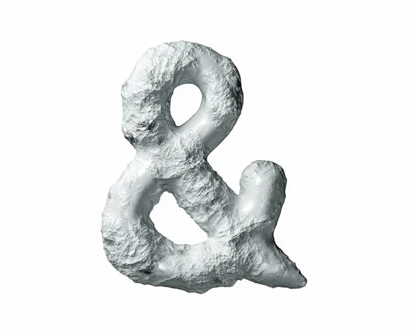Symbols Made Clay Rock Illustration Stone Alphabet Isolated White Background — Stock Photo, Image