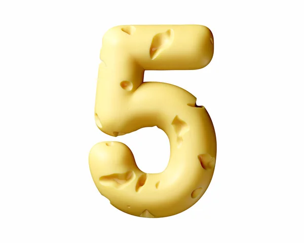 チーズ製の桁 白い背景に孤立した黄色のアルファベットの3Dイラスト — ストック写真