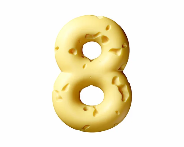 是奶酪做的3D在白色背景上孤立的黄色字母表说明 — 图库照片