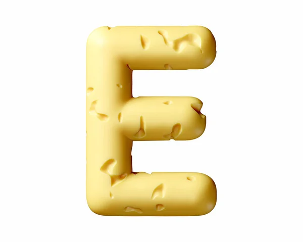 チーズで作られた手紙 白い背景に孤立した黄色のアルファベットの3Dイラスト — ストック写真