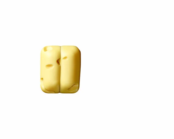 Символы Сыра Трехмерная Иллюстрация Желтого Алфавита Белом Фоне — стоковое фото