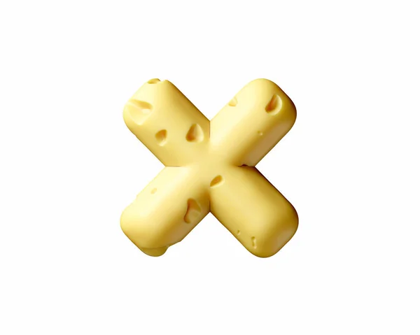 Symbols Made Cheese Illustration Yellow Alphabet Isolated White Background — Stock Photo, Image