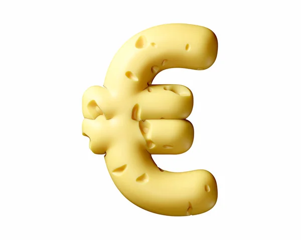 Símbolos Feitos Queijo Ilustração Alfabeto Amarelo Isolado Fundo Branco — Fotografia de Stock