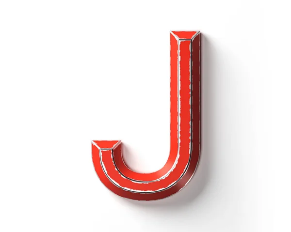 Buchstaben Aus Rot Lackiertem Metall Mit Zerkratzten Rändern Illustration Des — Stockfoto