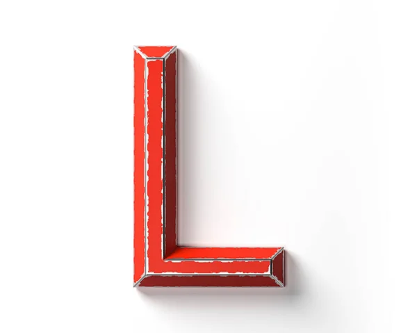 Letters Made Red Painted Metal Scratched Borders Illustration Red Iron — Stock Photo, Image