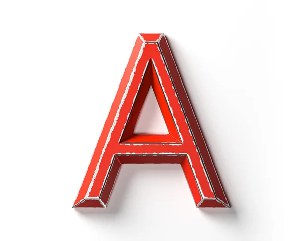 Lettres Métal Peint Rouge Avec Des Bordures Rayées Illustration Alphabet — Photo