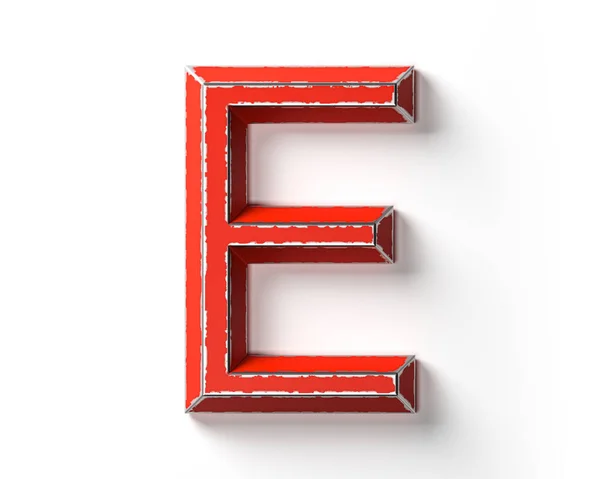 Lettere Metallo Verniciato Rosso Con Bordi Graffiati Illustrazione Dell Alfabeto — Foto Stock
