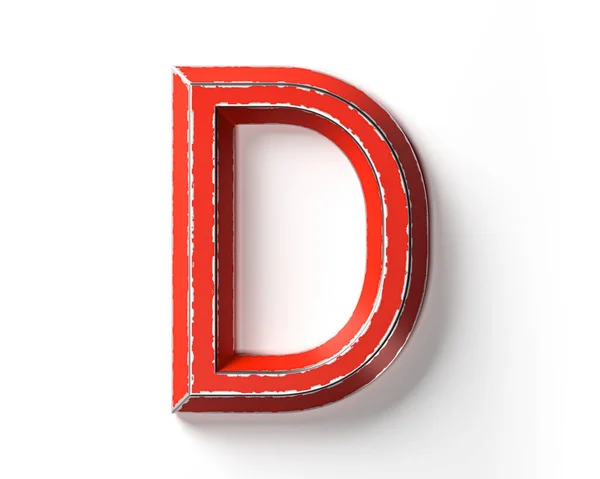 Sınırları Çizilmiş Kırmızı Boyalı Metalden Yapılmış Mektuplar Beyaz Arkaplanda Izole — Stok fotoğraf