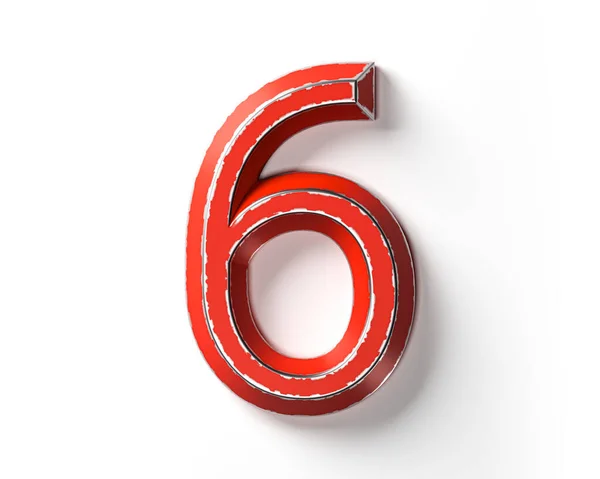 Digits Made Red Painted Metal Scratched Borders Illustration Red Iron — Stock Photo, Image