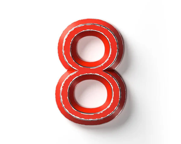 Цифри Червоного Пофарбованого Металу Подряпаними Кордонами Ілюстрація Фігур Червоного Заліза — стокове фото