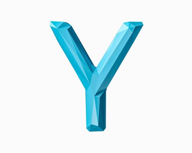 Düşük mavi malzemeden yapılmış mektuplar. Beyaz arkaplanda izole edilmiş yeşil bitki alfabesinin 3d çizimi