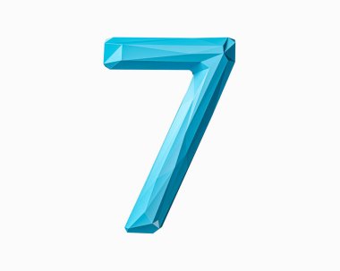 Düşük polimer mavi malzemeden yapılmış rakamlar. Beyaz arkaplanda izole edilmiş yeşil bitki alfabesinin 3d çizimi