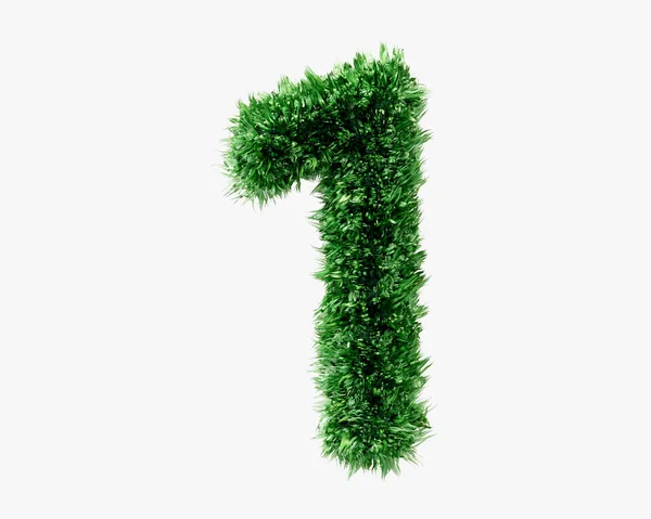 Digits Made Green Lawn Grass Illustration Green Plant Alphabet Isolated — Stock Photo, Image