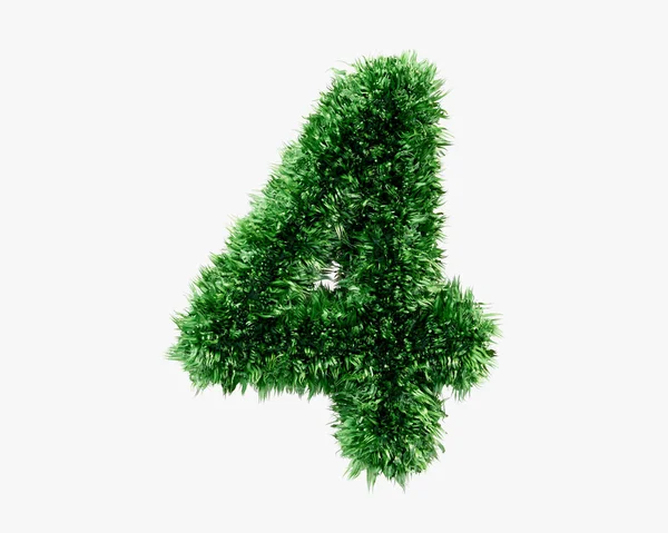 Dígitos Feitos Relva Verde Ilustração Planta Verde Alfabeto Isolado Fundo — Fotografia de Stock