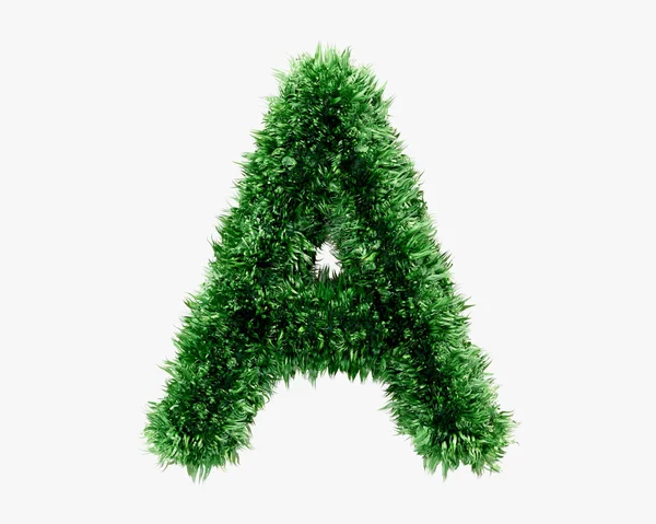 Letters Made Green Lawn Grass Illustration Green Plant Alphabet Isolated — Stock Photo, Image