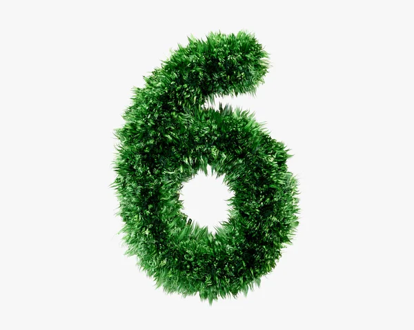 Digits Made Green Lawn Grass Illustration Green Plant Alphabet Isolated — Stock Photo, Image