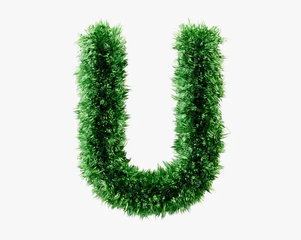 Yeşil Çimlerden Yapılmış Mektuplar Beyaz Arkaplanda Izole Edilmiş Yeşil Bitki — Stok fotoğraf