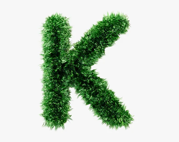 Yeşil Çimlerden Yapılmış Mektuplar Beyaz Arkaplanda Izole Edilmiş Yeşil Bitki — Stok fotoğraf