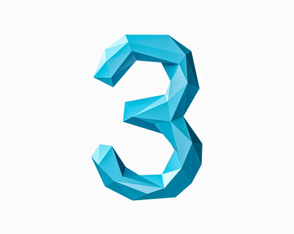 Digits Made Low Poly Blue Material Illustration Green Plant Alphabet — Stock Photo, Image